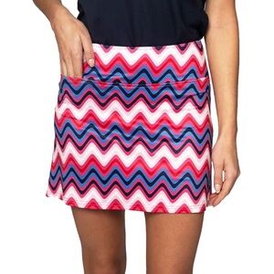 NWT Golftini Willpower Pink Red Blue Zig Zag 16.5” Golf Skort Women’s 4